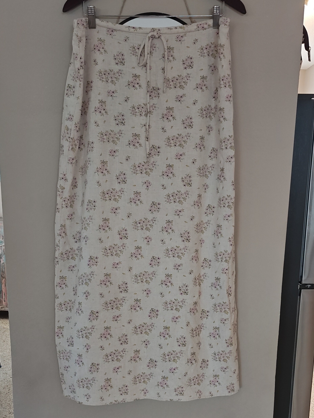 Song of Style Cream Maxi Skirt with Pink Floral Print XL